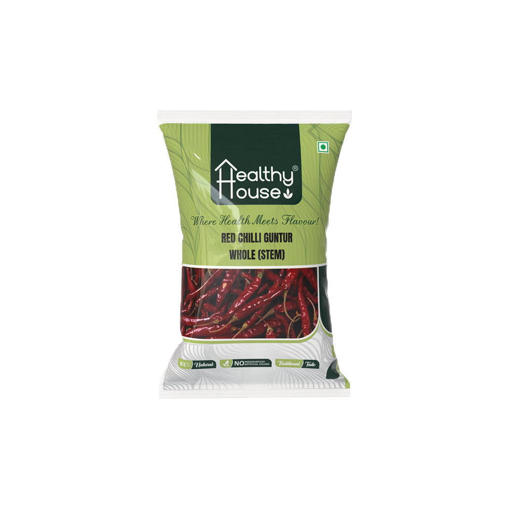 Healthy House Red Chilli Guntur Whole (With Stem) - 500 g